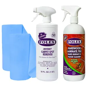 Folex Instant Carpet Spot Remover Carpet Cleaner and Hardwood, Laminate, Tile & Floor Cleaner with 2x Reusable Cleaning Cloth Bundle - 1 Pack
