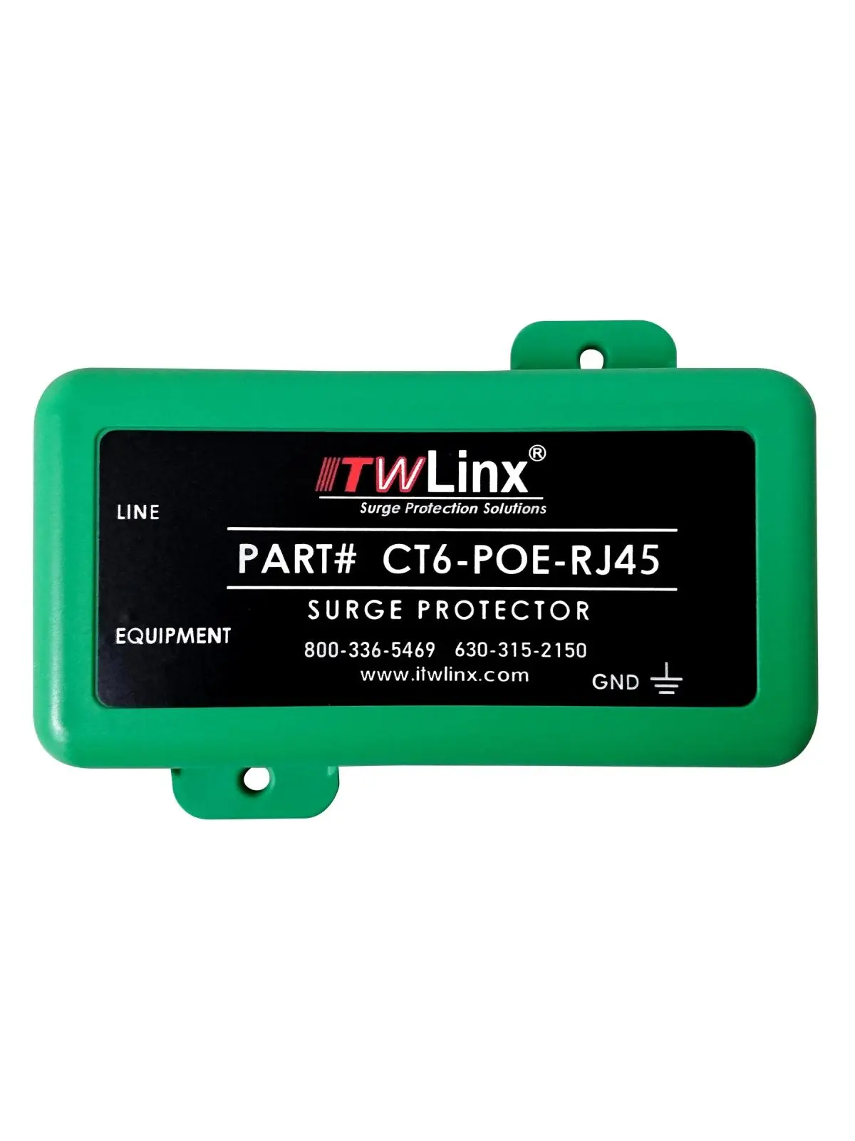 ITW Electronic Component Solutions CT6-POE-RJ45 1Gb Rated 4-Pair Surge Protector - 75v, Solid State RJ45, Multi-Tier PoE Compatible, ABS Housing