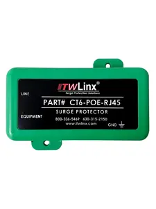 ITW Electronic Component Solutions CT6-POE-RJ45 1Gb Rated 4-Pair Surge Protector - 75v, Solid State RJ45, Multi-Tier PoE Compatible, ABS Housing