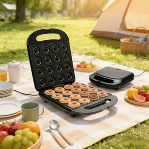 1 household breakfast donut maker, 16 hole double-sided heating 1000 watt non stick donut maker, suitable for home kitchen breakfast snacks parties, mini donut makers, baking tools Electric Pancake