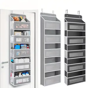 Over The Door Hanging Bag with 5 side pocket, Weekly Clothing Organizer，Perfect For Everyday Clothing or Diaper,Wet wipes storage，Anti-Tilt Design, 44 lb Capacity for Bedroom, Bathroom, Dormitory Storage