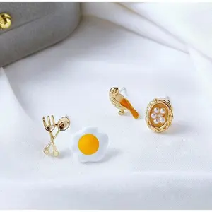 Bird Nest & Fork Knife Fried Egg Studs