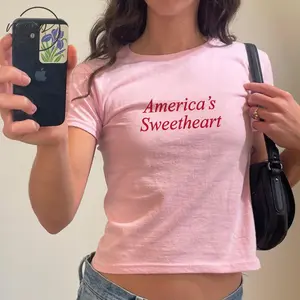 [ Sale Up To 40%] America's Sweetheart Y2K Baby Tee Baby Tee , American Honey Fourth of July Tee, 4th July T-Baby Tee , Patriotic Women SweatBaby Tee , Hot Girls Outfit