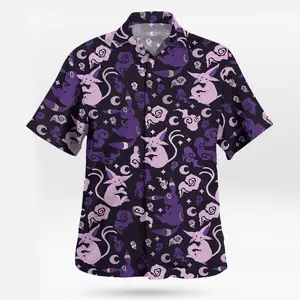 2026 Hot Hawaiian Sets PKM [FREESHIP] Fresh Summer – Youthful – Anime PKM Espeon and Umbreon Purple Night PKM Hawaiian Shirt Tropical Anime Aloha Shirt - A gift for all ages in your family this summer.