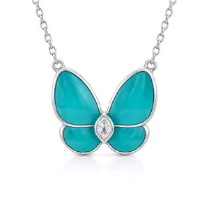 Turquoise Butterfly Necklace 925 Sterling Silver