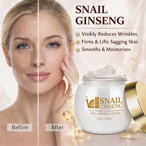 Ginseng & Snail Essence Cream, anti-aging, firming and line-reducing. It moisturizes and repairs dry skin, improves sagging and dullness. Usable all over the body, provides all-season hydration and suitable for all skin types.
