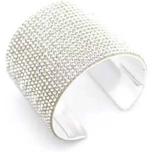 Multi Rows Rhinestone Bracelet  Wide Arm Cuff Bangle for Women Bridal Statement Party Wedding Prom