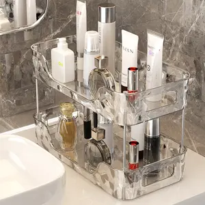 Luxury Two-Tier Bathroom Organizer, Makeup Organizer Box, Beauty Organizer, Multifunctional Cosmetic & Skincare Storage, Ideal for Bathroom Vanity & Dorm Desk, Back-To-School Essential
