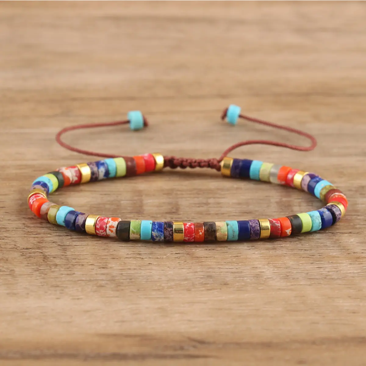 7-Chakra Unisex High Quality Bracelet, Hand-Braided Bohemian Vibrant Beads Galaxy Sea Sediment Jasper Gemstone Jewelry, Adjustable Band for Crystal Healing, 7-Chakra Balance Support, Balancing Chakras