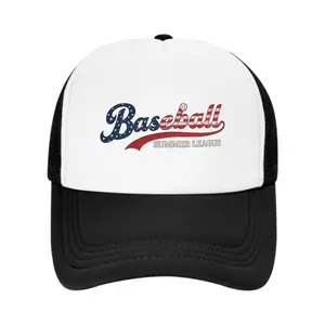 Unisex vintage distressed baseball trucker cap with American flag design, breathable mesh back, adjustable one size — foam sports cap for summer games, BBQs, and outdoor activities