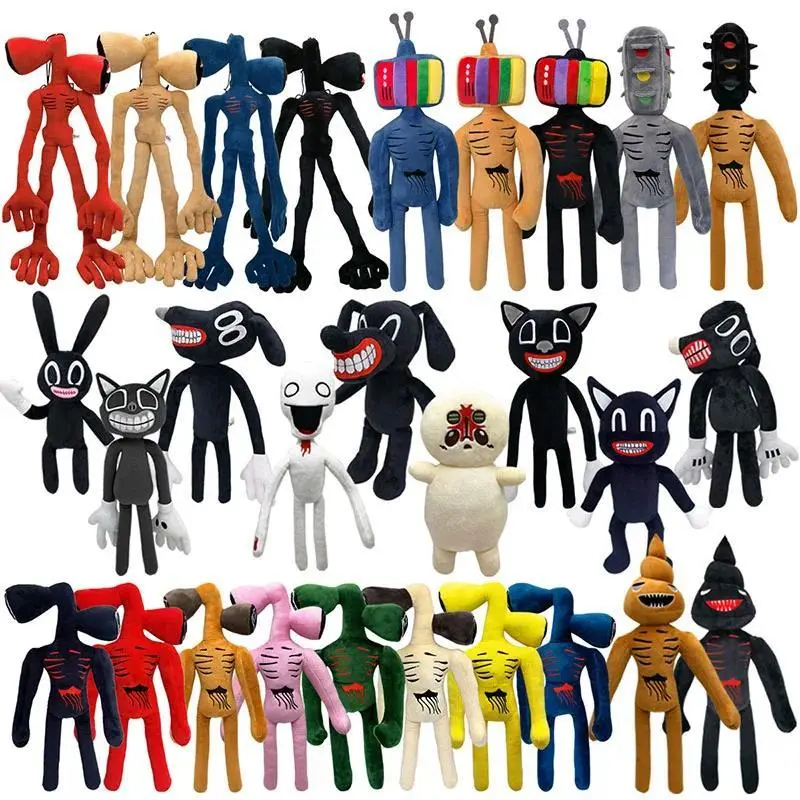30-55cm Siren Head Plush Toy White Black Sirenhead Stuffed Doll Horror Character Figures Peluches Toys for Children Birthday Gif