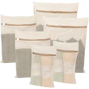 6Pcs/Set Durable Cotton Mesh Laundry Bag,Sturdy Zipper,Breathable Mesh,Exquisite Laundry Bag for Underwear,Clothes,Pants,Shoes and Socks,Christmas Party Gifts,Hand Tools Kits