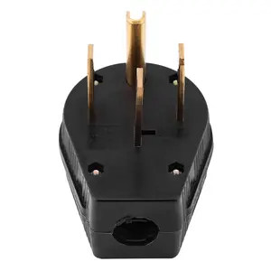 14-50P 50A 125/250V Straight Blade Male Plug, USA 3 Pole Industrial Grade Grounding 4-Prong Power Generator Plug Replacement