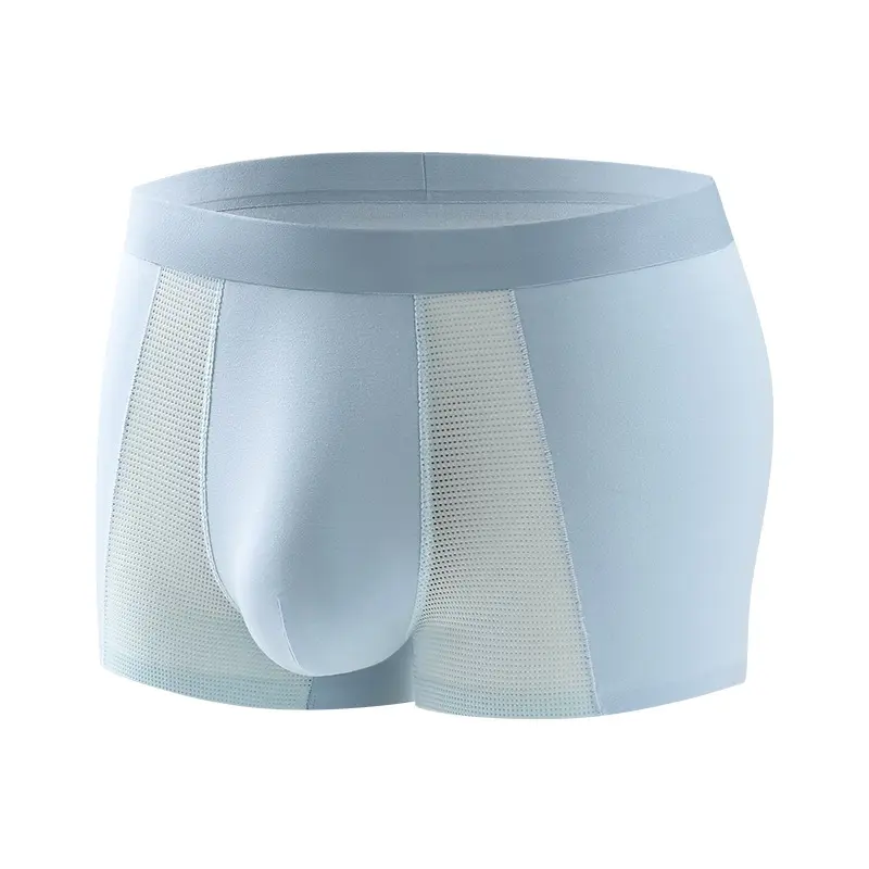 Male Knitting Boxer Trunks, Polyester Underwear with Elastic-and-Breathable Mesh Panels, Flat Crotch Design, Hand Wash Only, Daily Wear, L-XL/XXL-XXXL Large Sizes Available