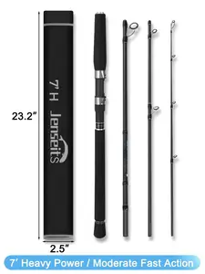 Jenseits Fishing Rods, Carbon Fiber Spinning Poles, Saltwater Resistant Guides, 7'-Portable 4 Piece , Cork/EVA Grip for Bass Trout Inshore & Surf Reinforced Rods