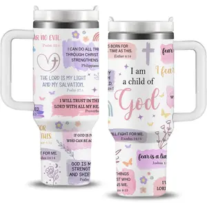 Christian Gift - 40oz "I Am a Child of God" Insulated Mug with Handle, Inspirational Religious Birthday Gift for Mom Wife Sister Friend - Christian Jesus Bible Pastor Prayer Gift, Valentine's Day Gift