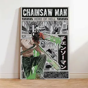 Chainsaw  Denji  , High Quality Canvas Print, Japanese Popular   Prints, Wall Aesthetic Decor, Chainsaw   anime poster man