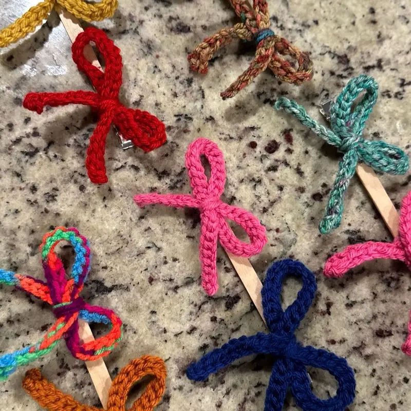 Handmade Crocheted Hair Bows Crafted Using I Love This Yarn Colorful and Unique Design