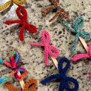 Handmade Crocheted Hair Bows Crafted Using I Love This Yarn Colorful and Unique Design