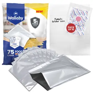 Wallaby 1-Gallon Mylar Bags with 400cc Oxygen Absorbers (75 Count) 10 Mil Total Thickness, Heat-Sealable Airtight Packaging - Silver