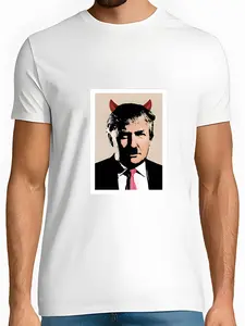 Humorous Political Figures Short Sleeve T-Shirt, Trendy Pop Art Style Funny Print Tee, Controversial Social Hot Topic Cultural Shirt