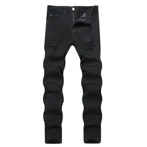 JUNBAOSS 2026 men’s slim-fit stretch skinny jeans, ripped distressed straight-leg denim pants with a comfortable flex waist; classic street-style cotton fabric jeans with pockets, natural hipster personalized stylish trousers/jeans.