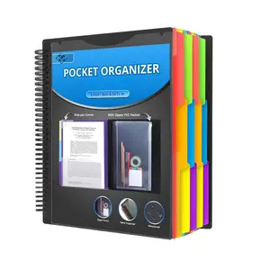 Expanding File Storage Folders with Tables,Colors Multi Pocket Folder Binder with Dividers, Office Organizer Folder A4 Size School Supplies Hard Plastic