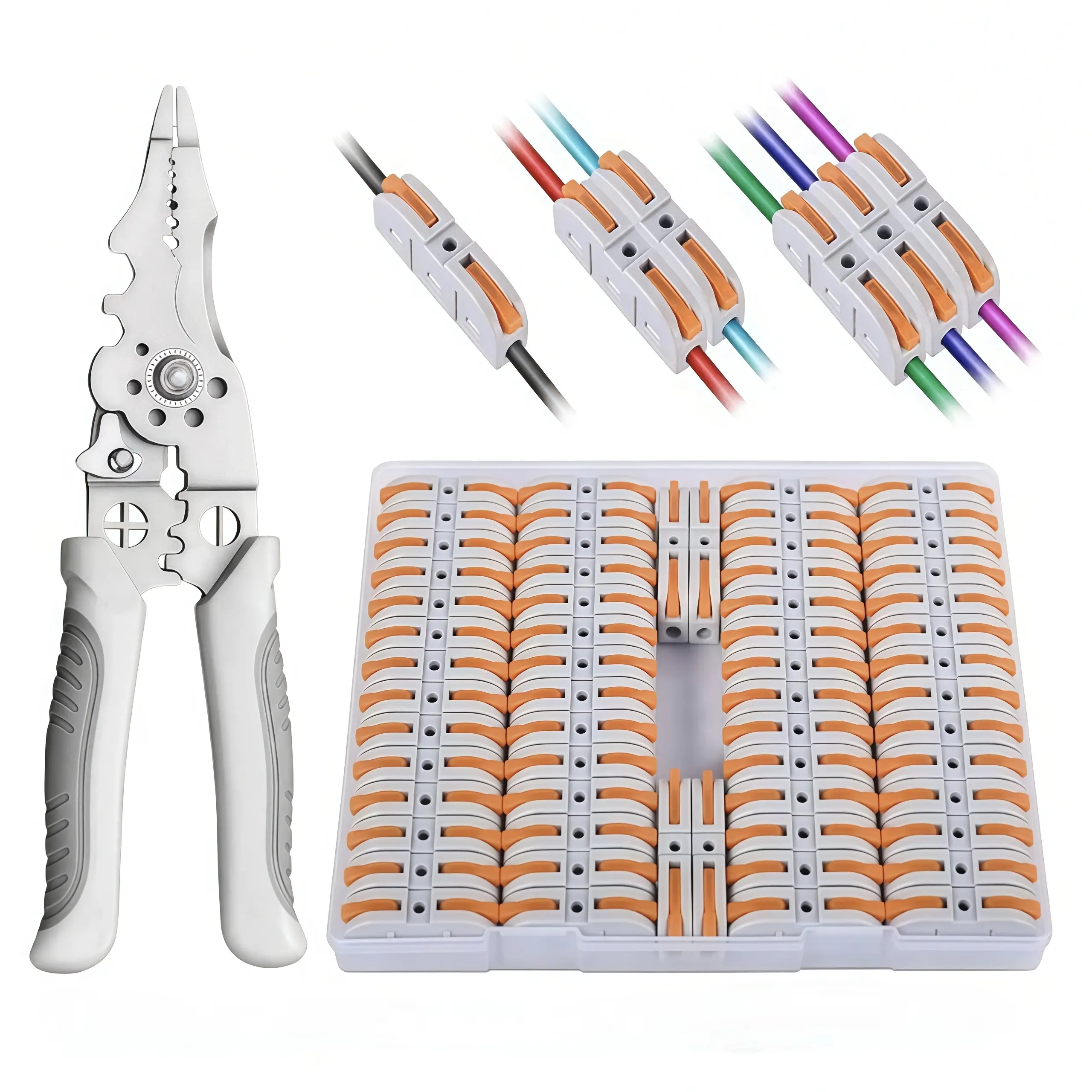 Wire Connectors Inline for Quick Connect, Quick Splice Connectors, 50pcs Pushin Compact Splicing Electrical Connectors, ButtTerminals for Circuit Inline 28-12 AWG,Reusable, Durable Reliable Connectors, WiringSolutions hand tool