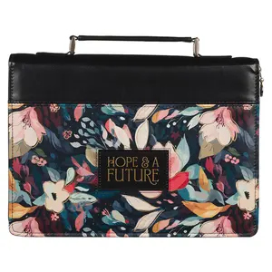Hope and a Future Botanical Midnight Faux Leather Fashion Bible Cover - Jeremiah 29:11 (Extra Large)