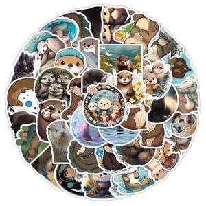 50 Pack of Otter Stickers.  Cute and Adorable Animal Waterproof Decals. No Duplicates