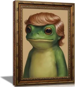 Original frog portrait canvas print - Funny animal wall art - Bone reading count - Old pumpkin - Ghost and pumpkin - Witch hat - Classroom - Pay attention to your thoughts - Ball wall art