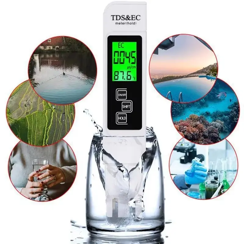 Compact 4-In-1 Digital Water Multi-Meter, Accurate TDS/EC/Temp & Temperature Tester for Aquarium, Home Supplies Party Bag Gift