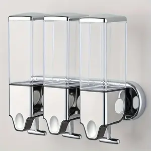 Shampoo, Shower Gel and Conditioner Dispenser, Drill Free with Adhesive,No-Drill 3 Pack 500ml Wall Mounted soap Dispenser for Bathroom and Kitchen.