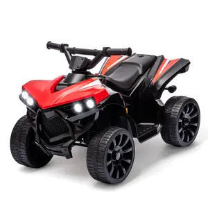 GARVEE 6V Electric Ride-On ATV 4 Wheeler with 1.8 MPH Max Speed, Durable Wear-Resistant Wheels, Music, and Foot Pedal Control - Red Electric Quad Car for Toddlers and Young Riders