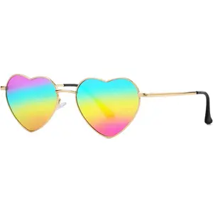 Polarized Heart Shaped Sunglasses for Women Metal Frame Cute Lovely Glasses  UV Protection
