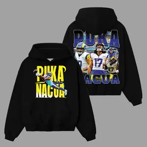 Makea Puka Nacua 17 Bootleg For Rams Nation Cotton Hoodie Sweatshirt T-Shirt (Made In US), The Rams Faithful Fans Outfit, Game Day Outfits, Gift For Football Fans, Football Graphic Hoodie