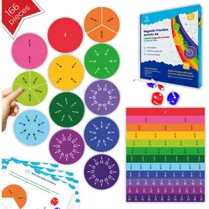 166 count  Fractions Activities Class Set - Fraction Strips, Tiles, Circles & Bars,  Math Manipulatives for ,  Classroom Learning Tools, Homeschool Supplies