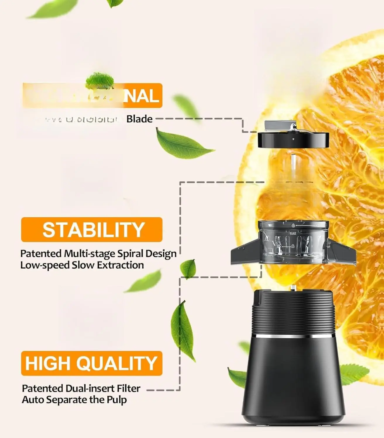 ジェロニモン　ミクラス Zasmira Cold Press Juicer SJ60, Slow Masticating Juicer with 4.13