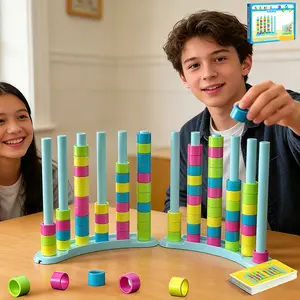 Color Matching Challenge Game, Fast Pattern Match Ring Stacking Puzzle Stack Games, 1-2 Players, Family Board Game for Kids & Adults, Birthday Easter Christmas Party Gifts for Boy & Girl