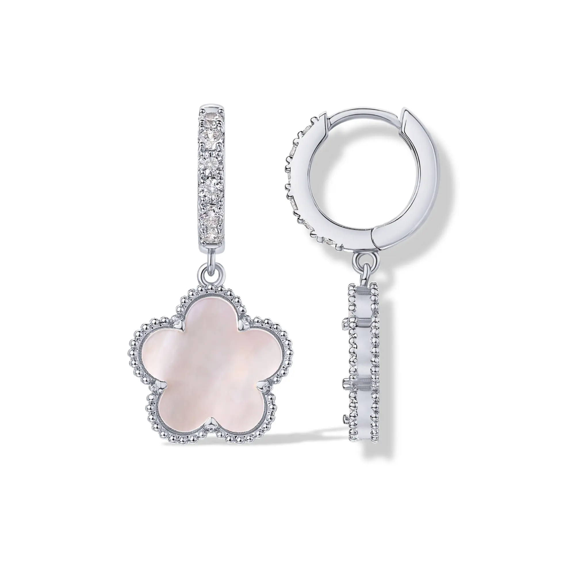 Huggie Mother of Pearl  - White Gold