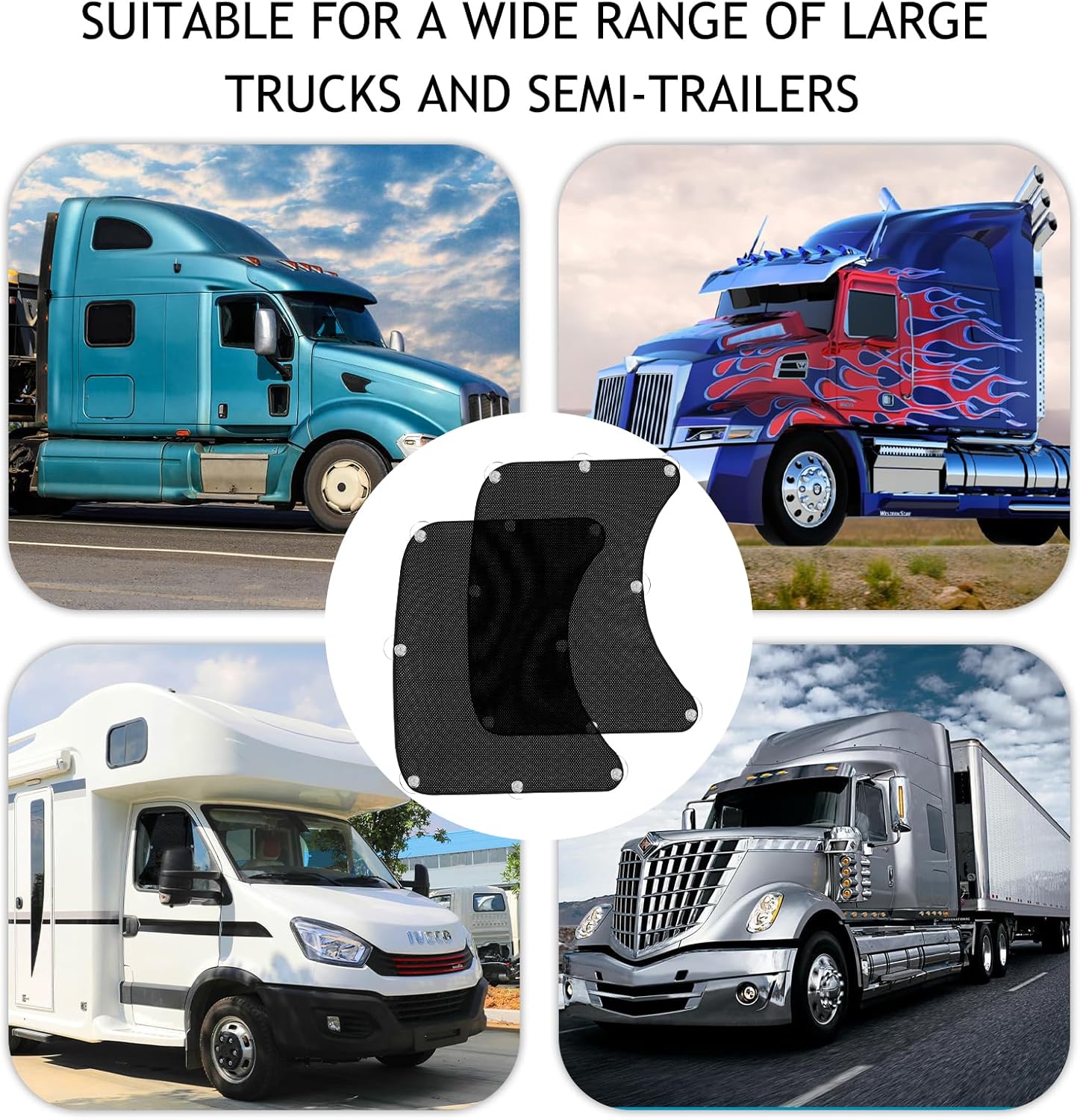 2Pcs Semi Trucks Window Shades, Side Window Sunshade for Truck with Suction Cups, 20"x23" for Volvo VNL, International Trucks, Freightliner Semi-Trailer Sunshade Accessories