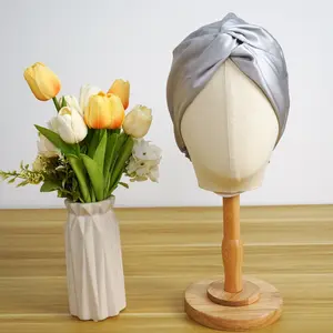 Mireille 19 Momme 100% Real Mulberry Silk Bonnet for Sleeping Women, Hair Care Bonnet for Curly Hair, Double Layer Silk Wrap, Non-Satin Bonnet, Pink, Women' Sleep Caps