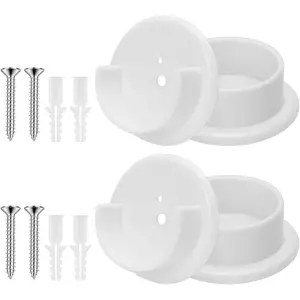 4pcs Plastic Closet Rod Holders 1-3/8" Heavy Duty Wardrobe Tube Rail Support Bracket with Screws for Closet Bathroom Shower White