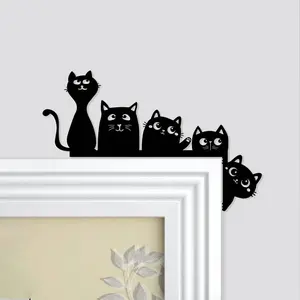 Cat Design Door Frame Decoration, 1 Count Wooden Cat Silhouette Decoration, Creative Ornament for Home Living Room Bedroom, Vanity Decor Accessories, Hanging, Halloween, Home Decor Ornaments