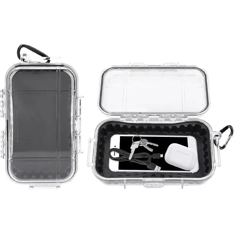 Waterproof Dry Box Protective Case, IP67 Water Resistant Portable Micro Case Watertight Storage Box for Phones, Knives, Wallets, Watches (Transparent, Small) : Sports & Outdoors