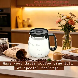 Measured Glass Coffee Carafe, Heat-Resistant Large-Capacity Sharing Pitcher, Household Tea and Cold Brew Pot, Lidded Leak-Proof Pour-Over Coffee Pot, Clear Glass Water Pitcher
