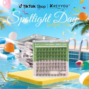 KEYYOU Venus Single Length DlY Lash Cluster Invsible Band Natural 8mm 10mm 12mm 14mm 16mm Waterproof Long-Lasting Eyelashes Extensions 80pcs C Curl Easy to Use for Flawless Look #SpotlightDay