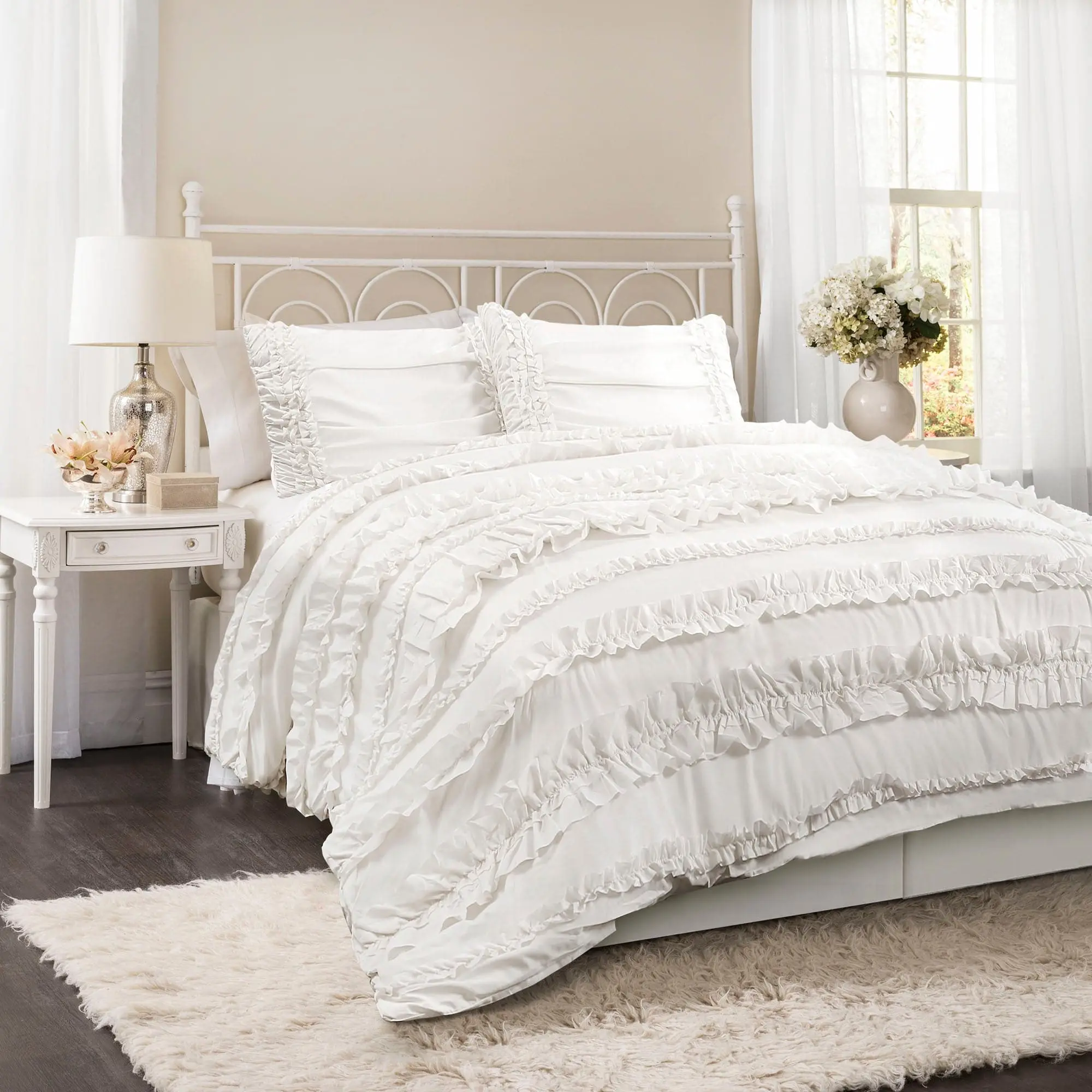 Lush Decor Belle 3 Or 4 Piece Comforter Set with Decorative Trim, Elegant Design Lush Decor Belle 3 Or 4 Piece Comforter Set with Decorative Trim, Elegant Design