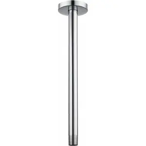 Shower Arm with Flange, Ceiling Mounted Fixed Shower Pipe, Bathroom Straight Rain Shower Replacement Arm, Universal Connection 1/2 NPT (16 Inch, Chrome)