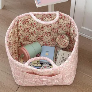 Foldable Quilted Cotton Collapsible Laundry Hamper - Square, Classic, Durable Clothes Storage Basket for Small Spaces, College Dorms & Apartments